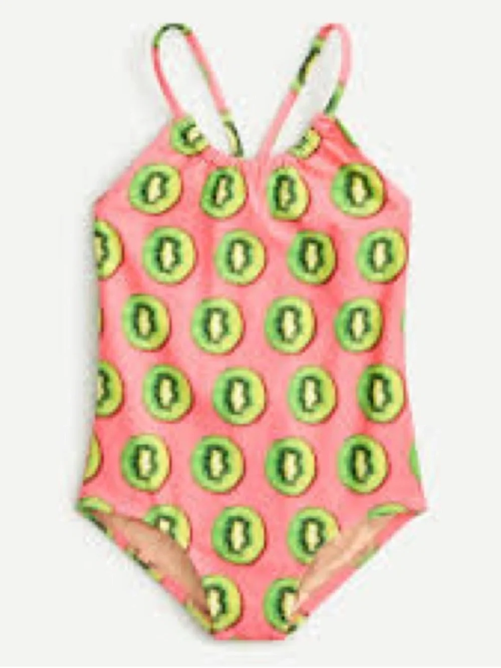 Crewcuts Pink One-Piece Swimsuit with Green Kiwi Print